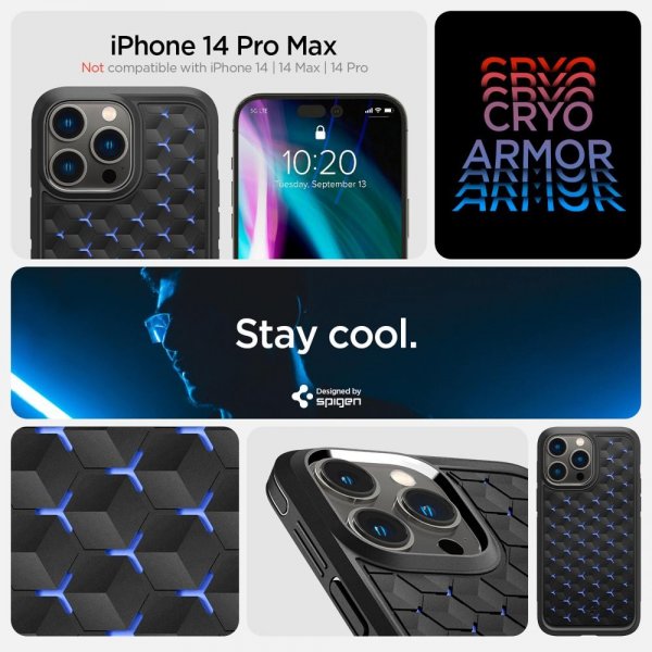Spigen iPhone 14 Pro Max Deksel Cryo Armor Matte Black