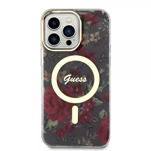 Guess iPhone 14 Pro Max Deksel Flower MagSafe Kaki