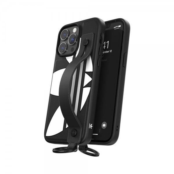Adidas iPhone 14 Pro Max Deksel Handstrap Case Svart Hvit