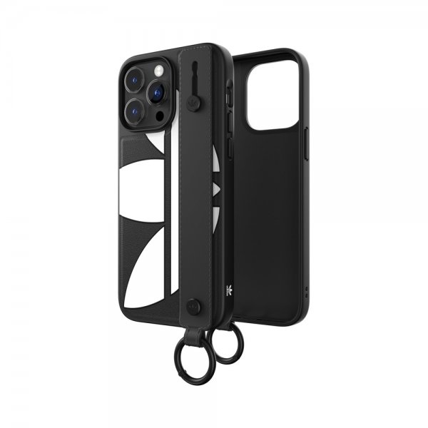 Adidas iPhone 14 Pro Max Deksel Handstrap Case Svart Hvit