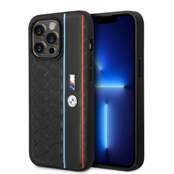 BMW iPhone 14 Pro Max Deksel Hexagonal Pattern Svart