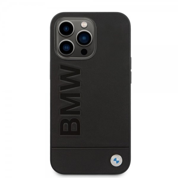 BMW iPhone 14 Pro Max Deksel Hot Stamp Metal Logo Svart