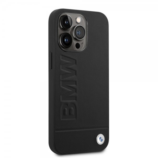 BMW iPhone 14 Pro Max Deksel Hot Stamp Metal Logo Svart