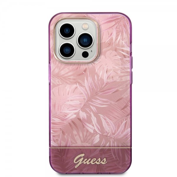 Guess iPhone 14 Pro Max Deksel Jungle Rosa