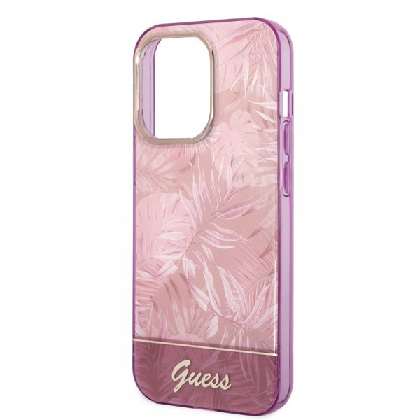 Guess iPhone 14 Pro Max Deksel Jungle Rosa