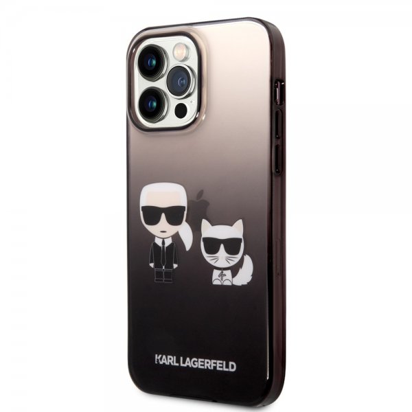Karl Lagerfeld iPhone 14 Pro Max Deksel Karl & Choupette Gradient Svart