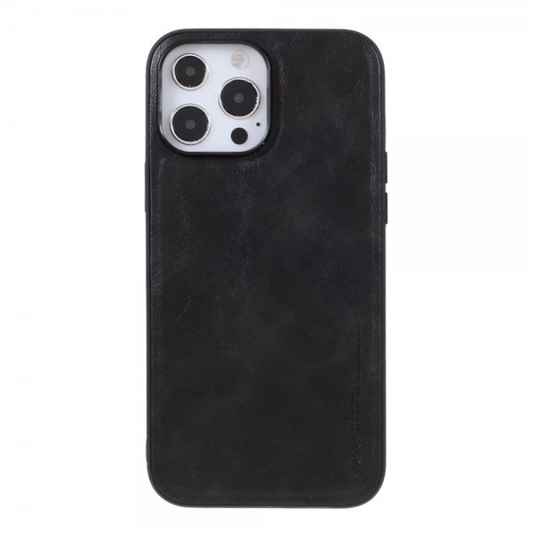 X-Level iPhone 14 Pro Max Deksel Skinntekstur Svart