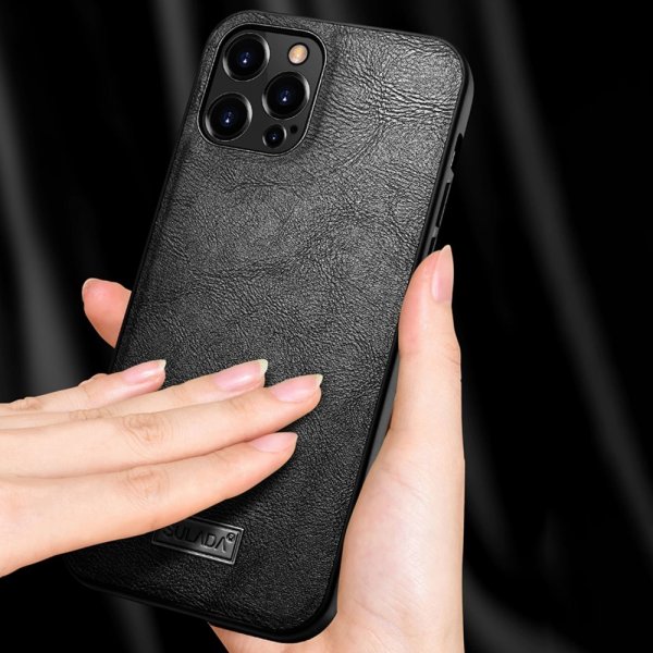 Sulada iPhone 14 Pro Max Deksel Skinntekstur Svart