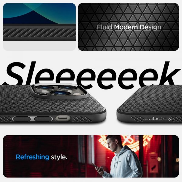 Spigen iPhone 14 Pro Max Deksel Liquid Air Matte Black