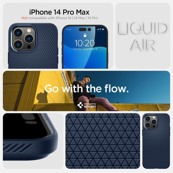 Spigen iPhone 14 Pro Max Deksel Liquid Air Navy Blue