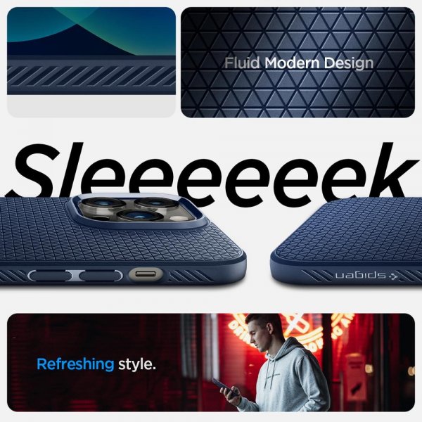 Spigen iPhone 14 Pro Max Deksel Liquid Air Navy Blue