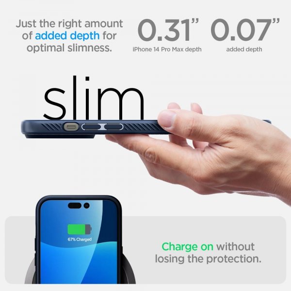 Spigen iPhone 14 Pro Max Deksel Liquid Air Navy Blue