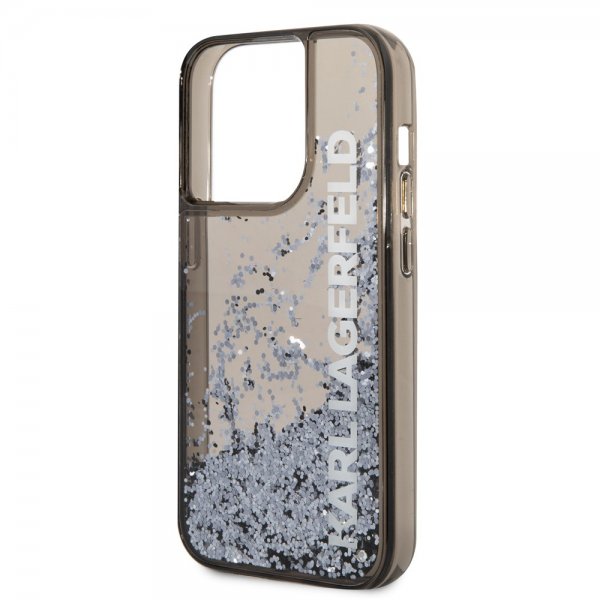 Karl Lagerfeld iPhone 14 Pro Max Deksel Liquid Glitter Translucent Svart