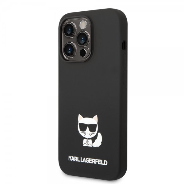 Karl Lagerfeld iPhone 14 Pro Max Deksel Liquid Silicone Choupette Svart
