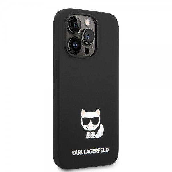 Karl Lagerfeld iPhone 14 Pro Max Deksel Liquid Silicone Choupette Svart