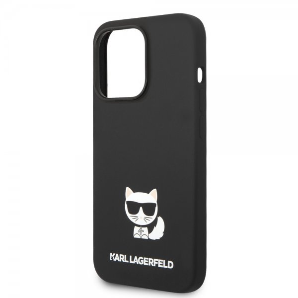 Karl Lagerfeld iPhone 14 Pro Max Deksel Liquid Silicone Choupette Svart