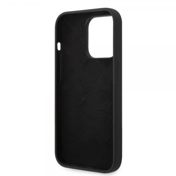 Guess iPhone 14 Pro Max Deksel Liquid Silicone Metal Logo Svart