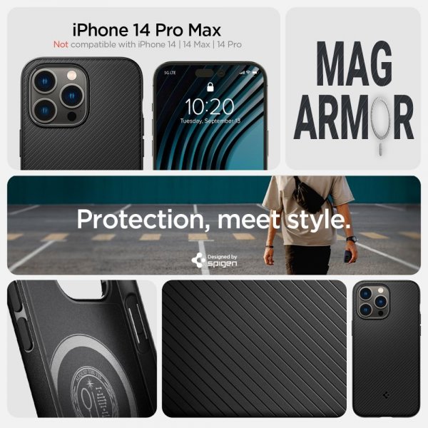 Spigen iPhone 14 Pro Max Deksel Mag Armor MagFit Matte Black