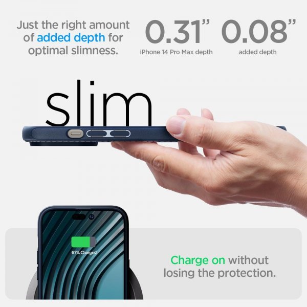 Spigen iPhone 14 Pro Max Deksel Mag Armor MagFit Navy Blue