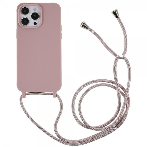 iPhone 14 Pro Max Deksel med Stropp Mørkerosa