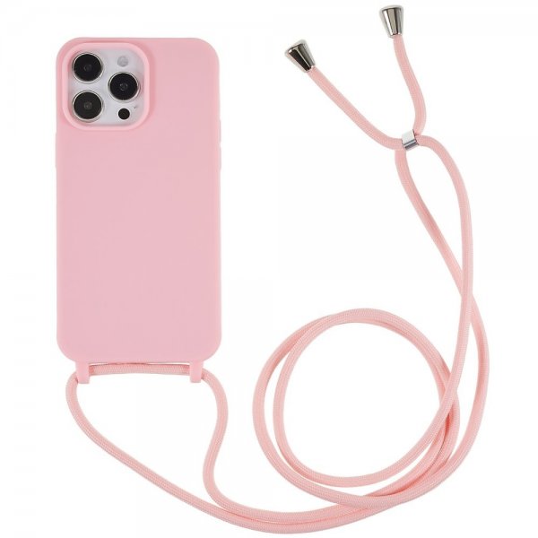 iPhone 14 Pro Max Deksel med Stropp Rosa