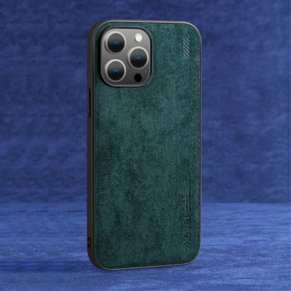 X-Level iPhone 14 Pro Max Deksel Semsket skinn tekstur Grønn