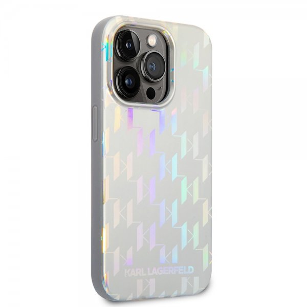 Karl Lagerfeld iPhone 14 Pro Max Deksel Monogram Iridescent Sølv