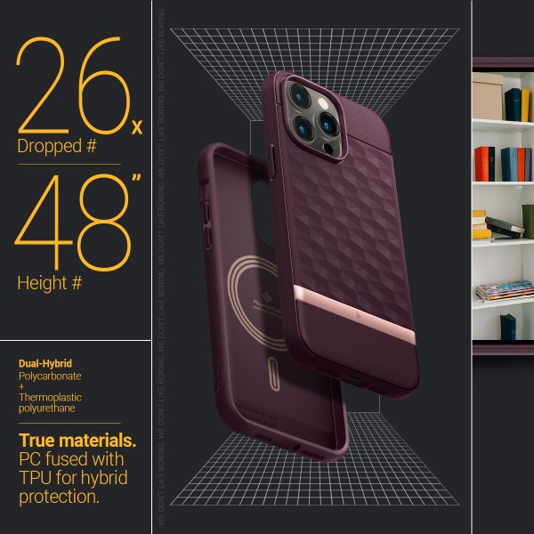 Caseology iPhone 14 Pro Max Deksel Parallax Mag Burgundy Bean