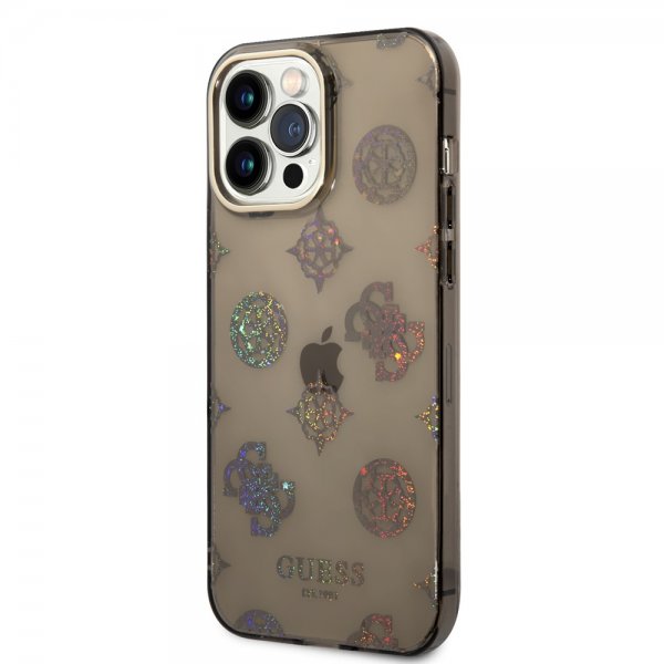 Guess iPhone 14 Pro Max Deksel Peony Glitter Svart