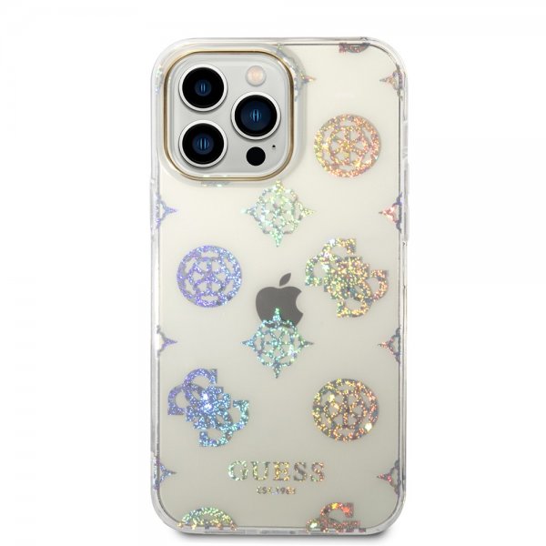Guess iPhone 14 Pro Max Deksel Peony Glitter Hvit