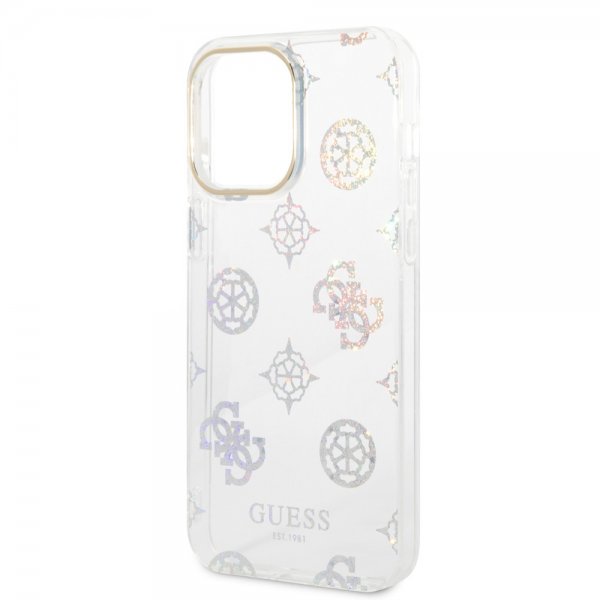 Guess iPhone 14 Pro Max Deksel Peony Glitter Hvit