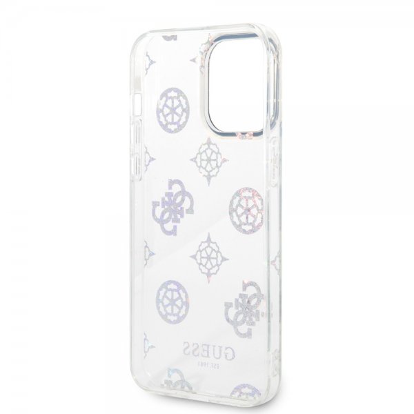 Guess iPhone 14 Pro Max Deksel Peony Glitter Hvit