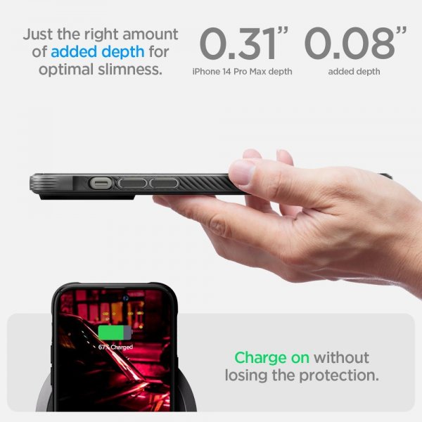 Spigen iPhone 14 Pro Max Deksel Rugged Armor MagFit Matte Black