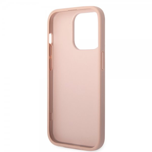 Guess iPhone 14 Pro Max Deksel Saffiano Metal Logo Stripes Rosa