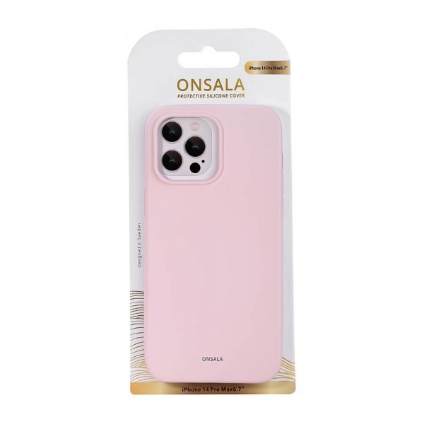 Onsala iPhone 14 Pro Max Deksel Silikon Chalk Pink