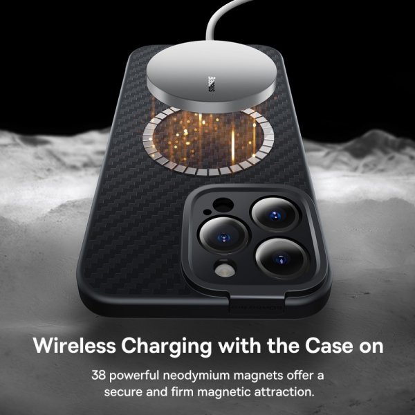 Baseus iPhone 14 Pro Max Deksel Synthetic Fiber MagSafe Svart