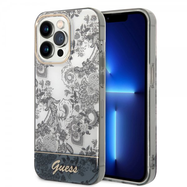 Guess iPhone 14 Pro Max Deksel Toile de Jouy Grå