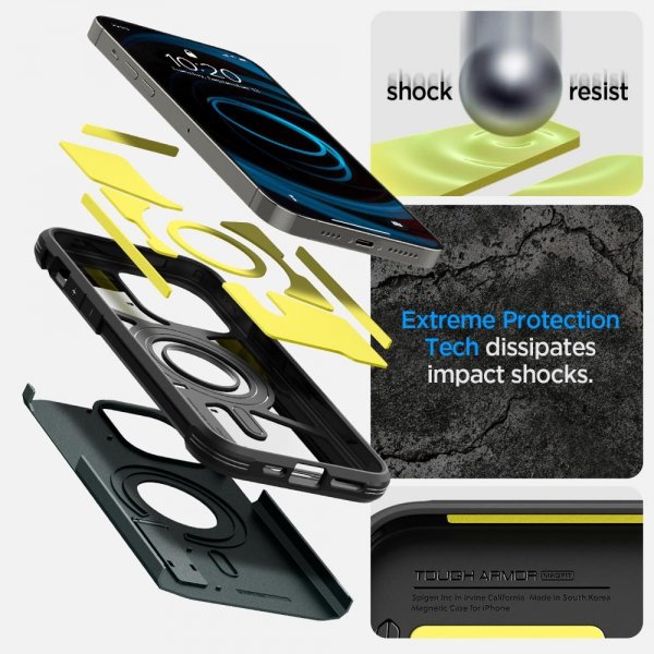 Spigen iPhone 14 Pro Max Deksel Tough Armor MagFit Abyss Green