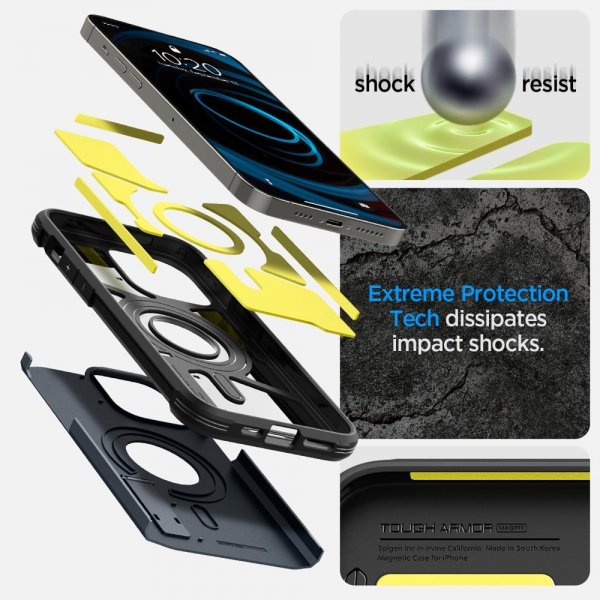 Spigen iPhone 14 Pro Max Deksel Tough Armor MagFit Metal Slate