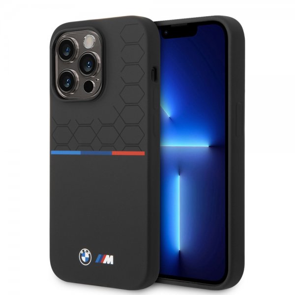 BMW iPhone 14 Pro Max Deksel Tricolor Line & Logo Svart