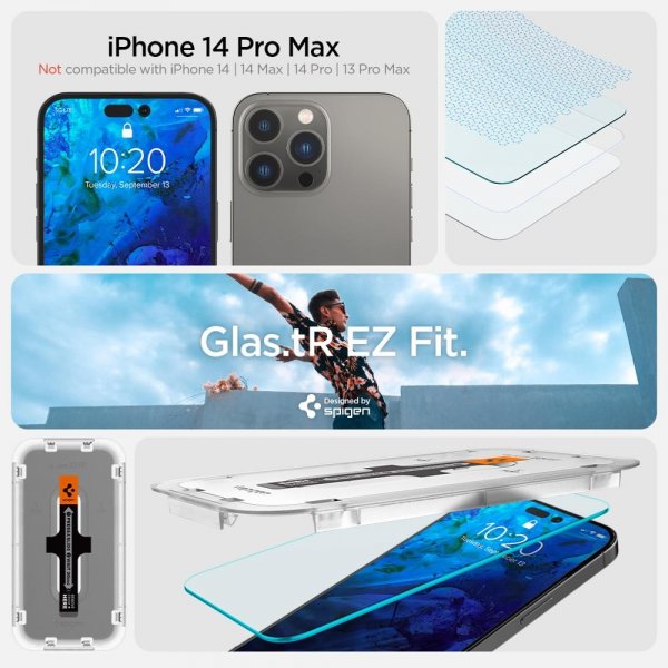 Spigen iPhone 14 Pro Max Skjermbeskytter GLAS.tR EZ Fit 2-pakning