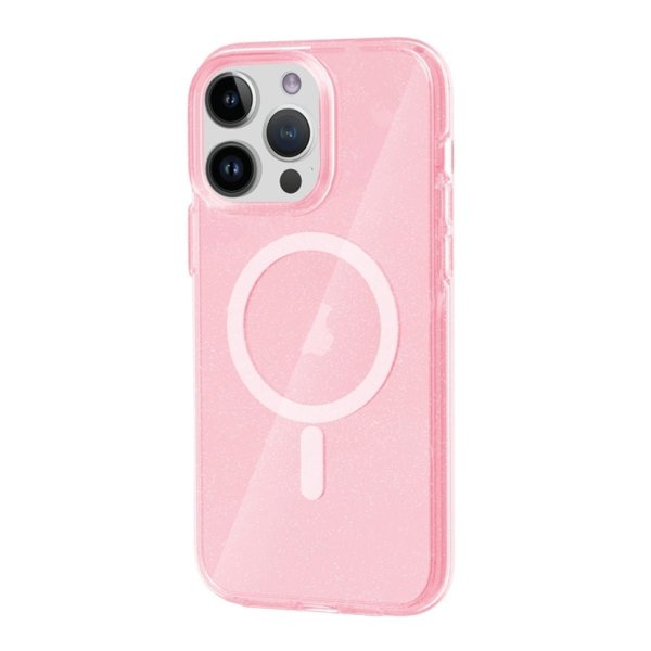iPhone 14 Pro Deksel Glitter MagSafe Rosa