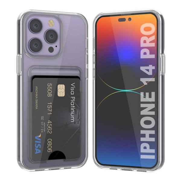 Rvelon iPhone 14 Pro Deksel Kortholder Transparent