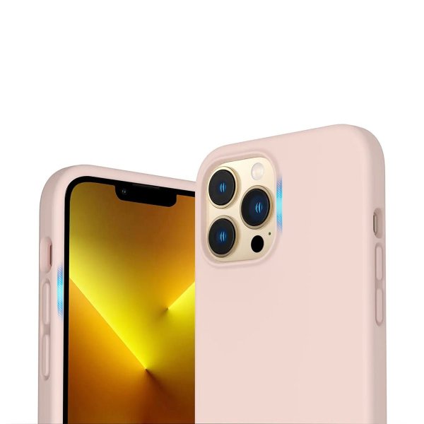 Rvelon iPhone 14 Pro Deksel Silikon Sandrosa