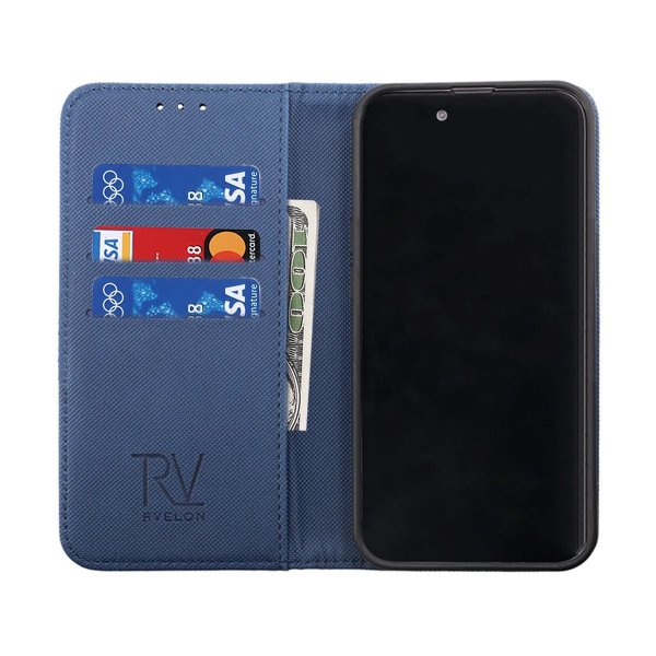 Rvelon iPhone 14 Pro Etui Utbrettbar Kortlomme Blå