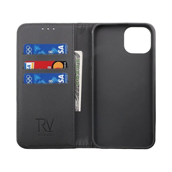 Rvelon iPhone 14 Pro Etui Utbrettbar Kortlomme Svart