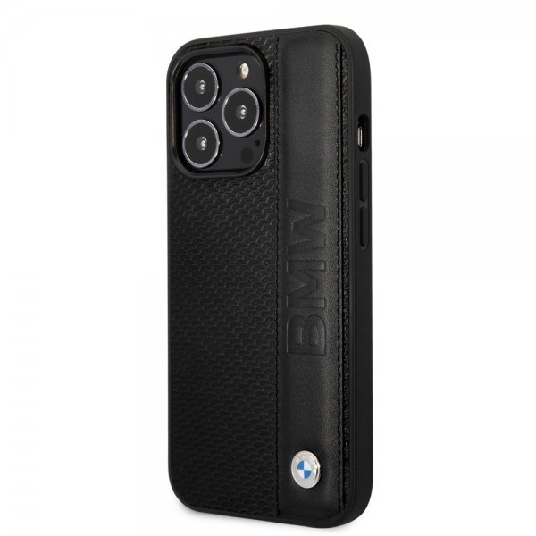BMW iPhone 14 Pro Deksel Big Logo Stripe Svart