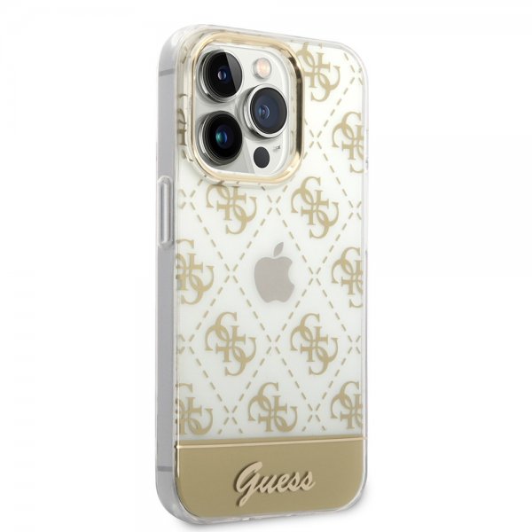 Guess iPhone 14 Pro Deksel Bottom Stripe Script Logo Gull