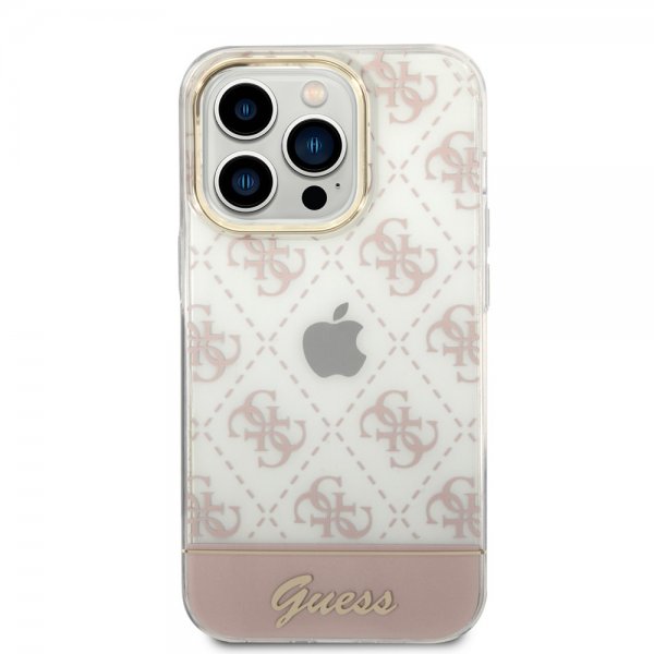 Guess iPhone 14 Pro Deksel Bottom Stripe Script Logo Rosa