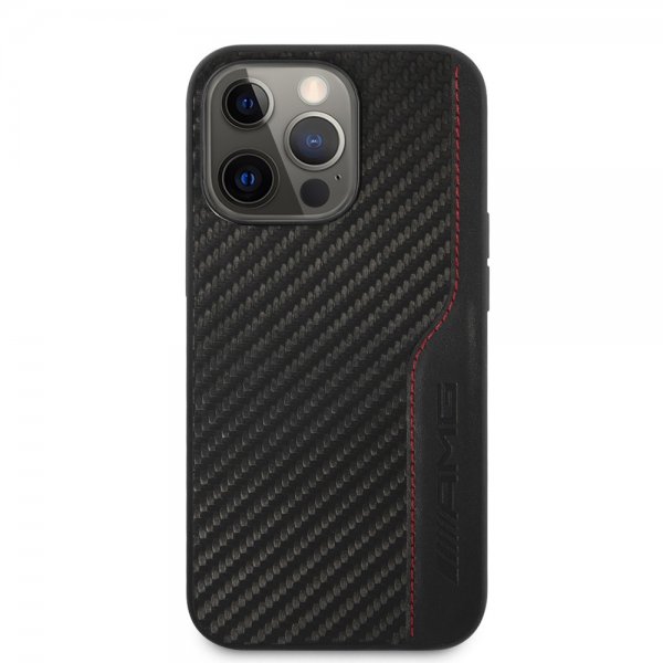 AMG iPhone 14 Pro Deksel Carbon Effect Stamped Logo Svart